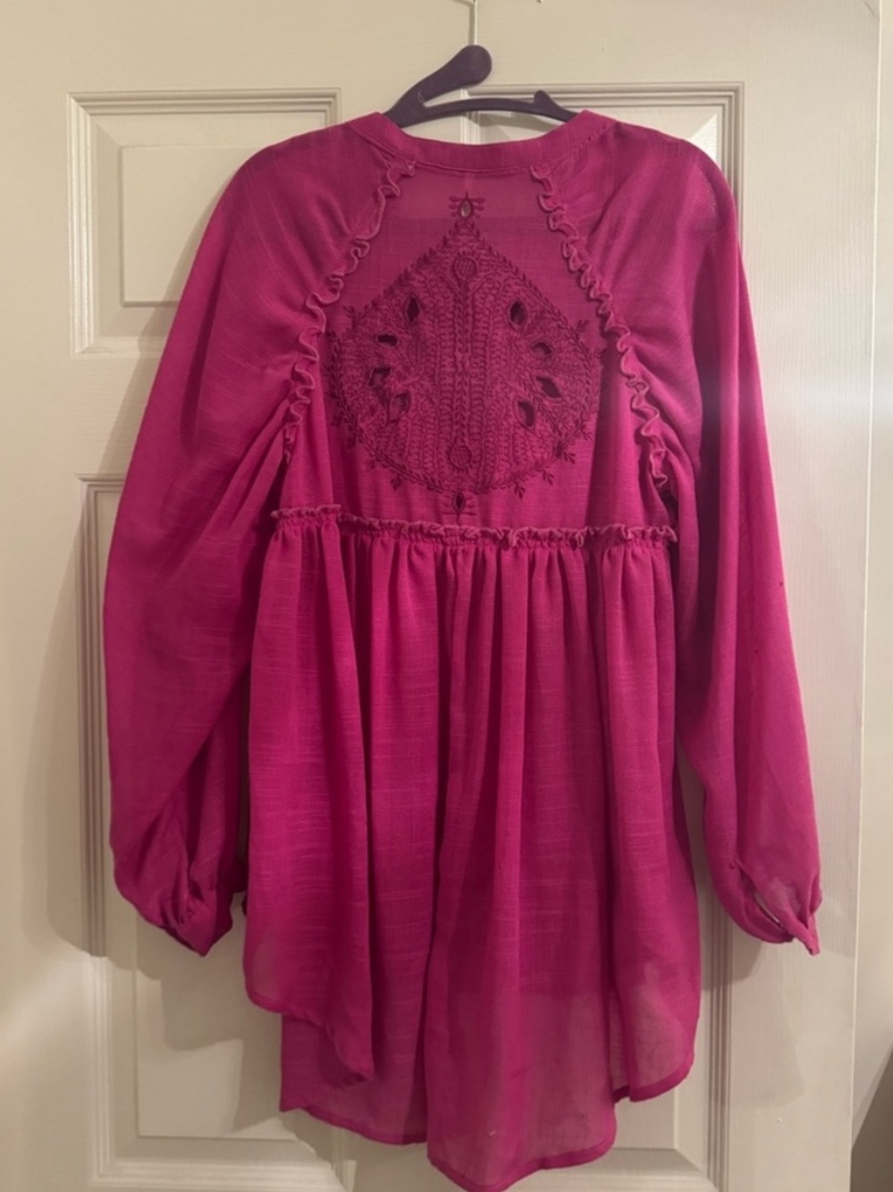 Free People Fuchsia Embroidered Peasant Tunic